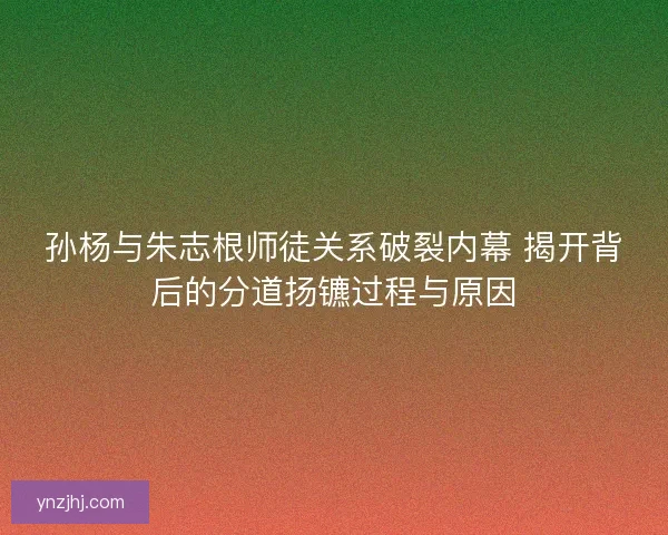孙杨与朱志根师徒关系破裂内幕 揭开背后的分道扬镳过程与原因